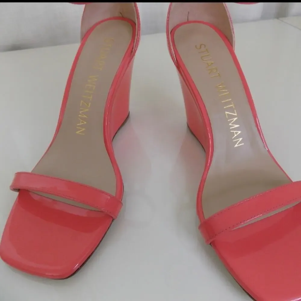 Stuart Weitzman Nudistcurve 85 Wedge Heels Salmon Womens 6 Like New - Picture 7 of 12